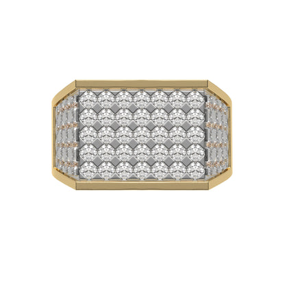 Round Pave Diamond Mens Gold Signet Ring