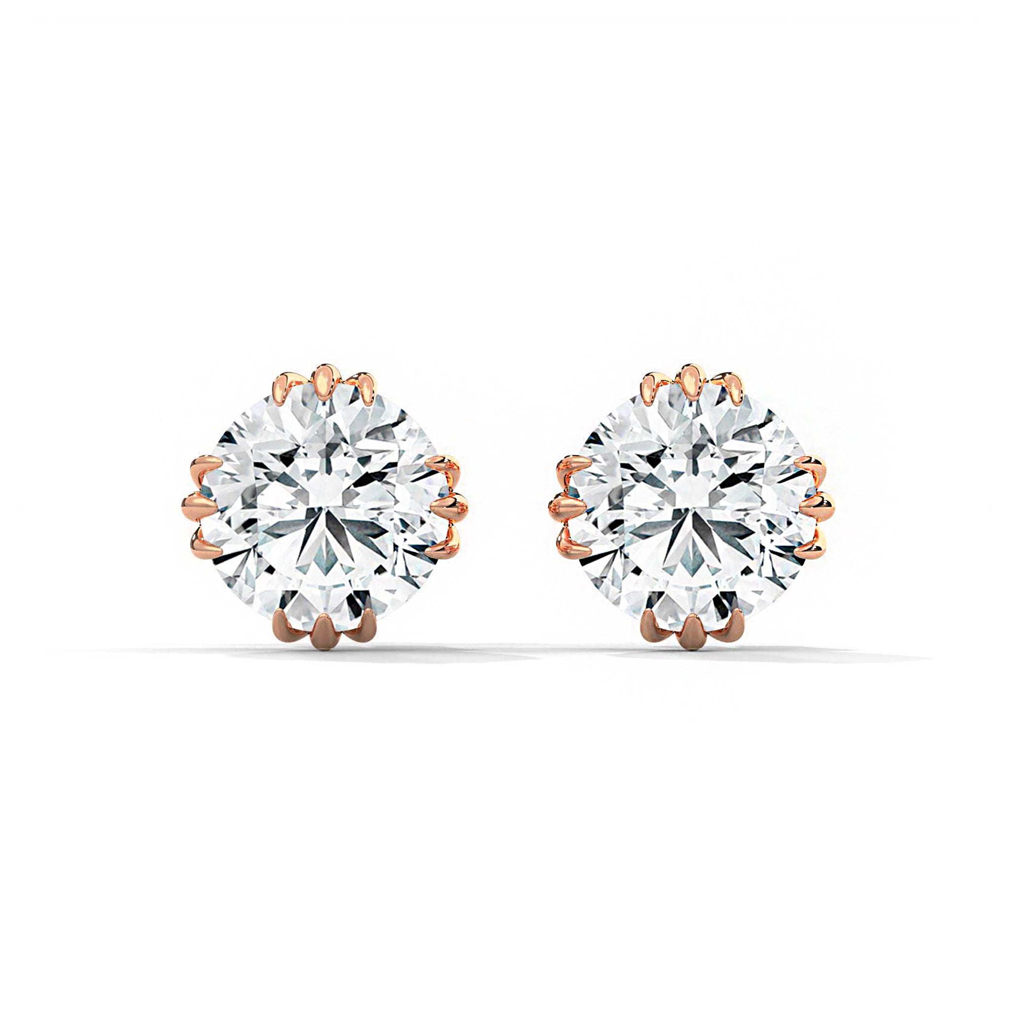 Unique Three Prongs Moissanite Mens Earrings 1 Carat Each