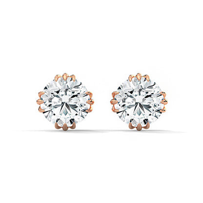 Unique Three Prongs Moissanite Mens Earrings 1 Carat Each