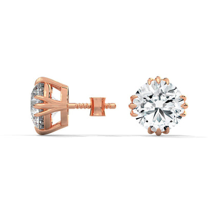 Unique Three Prongs Moissanite Mens Earrings 1 Carat Each
