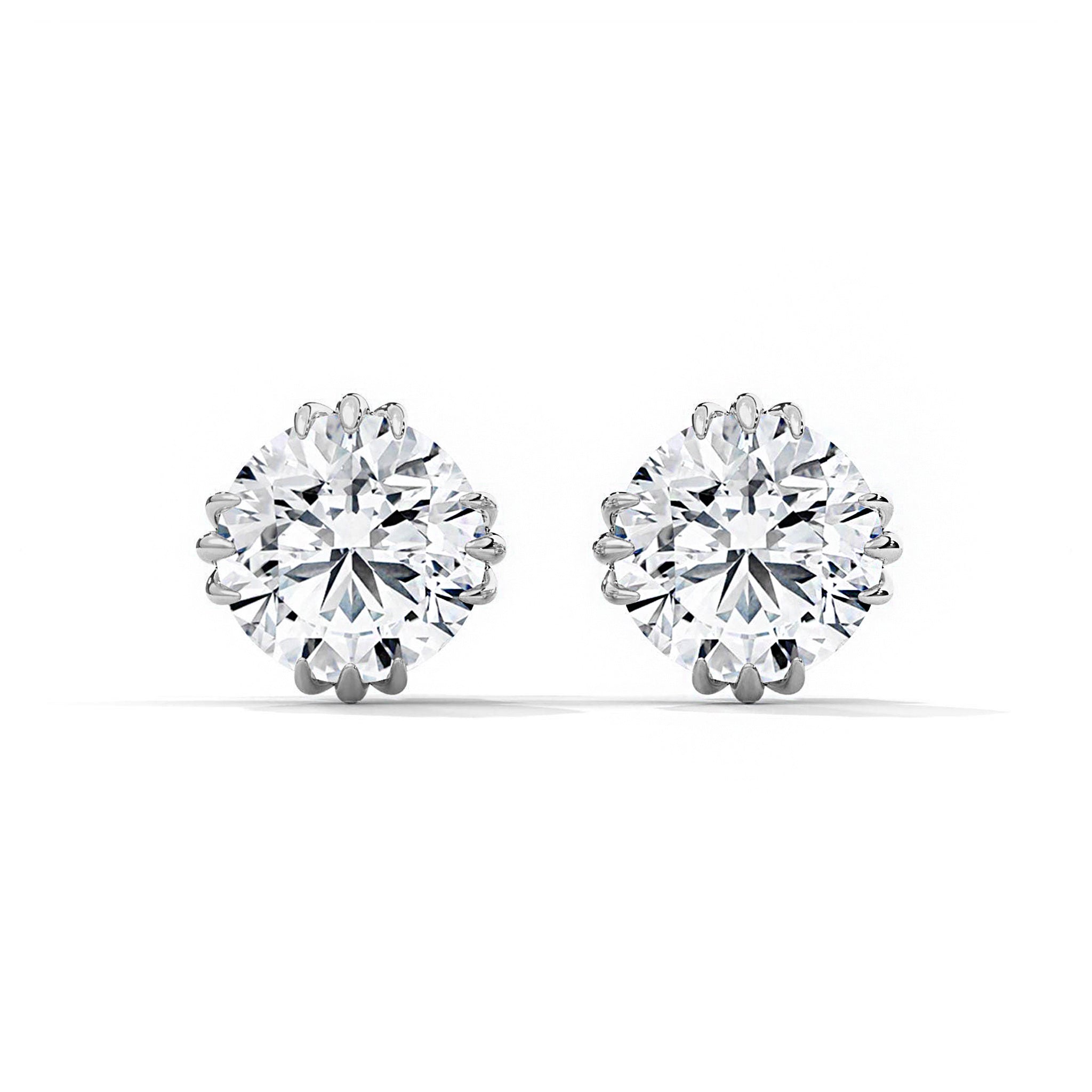 Unique Three Prongs Moissanite Mens Earrings 1 Carat Each