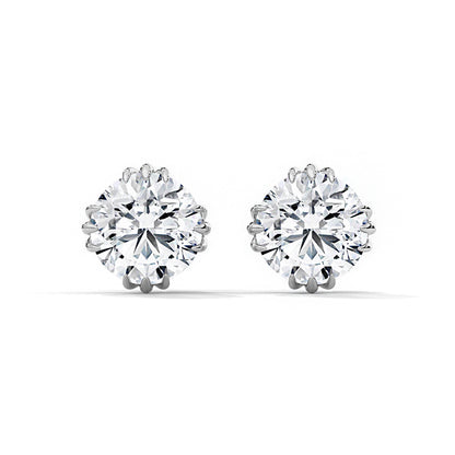 Unique Three Prongs Moissanite Mens Earrings 1 Carat Each