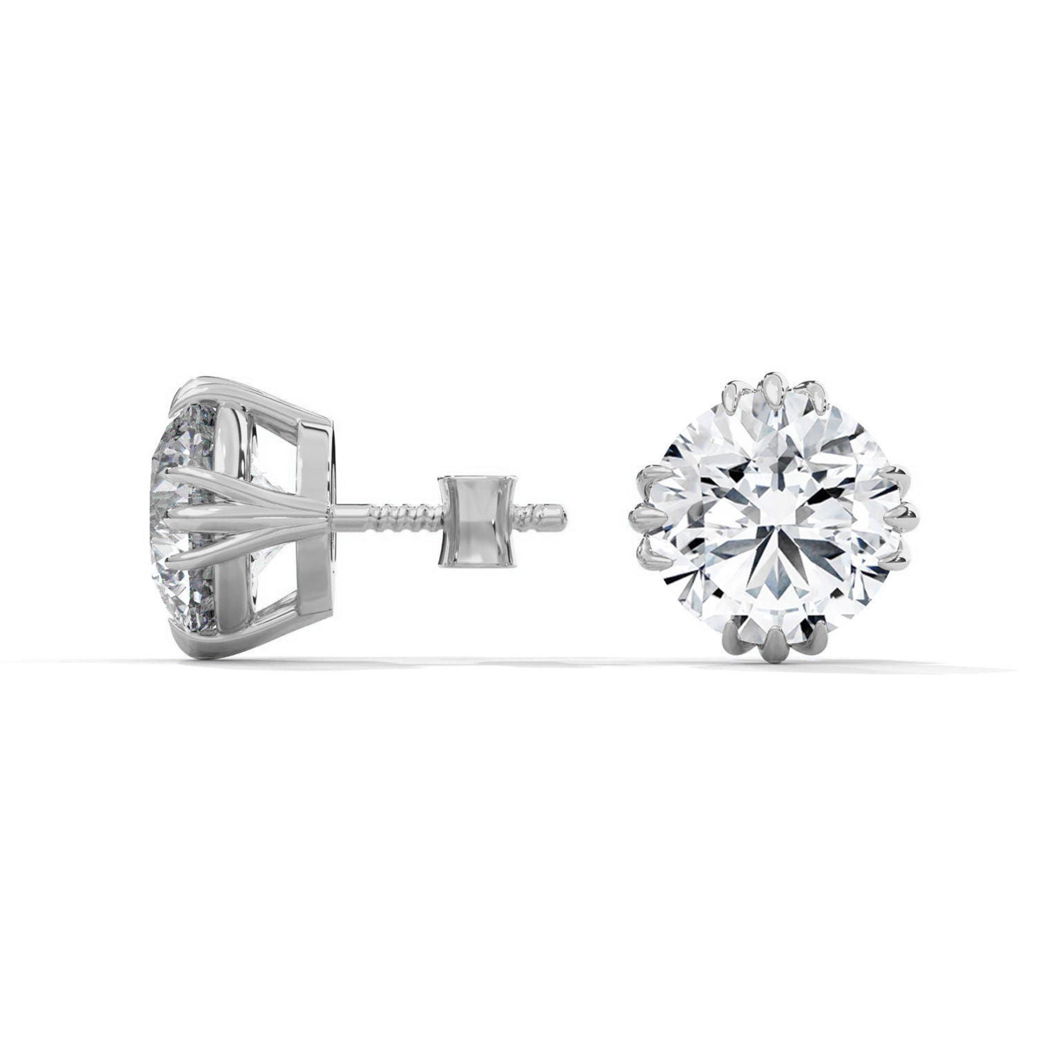Unique Three Prongs Moissanite Mens Earrings 1 Carat Each