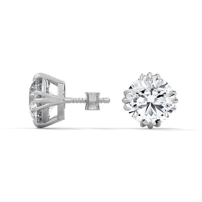 Unique Three Prongs Moissanite Mens Earrings 1 Carat Each