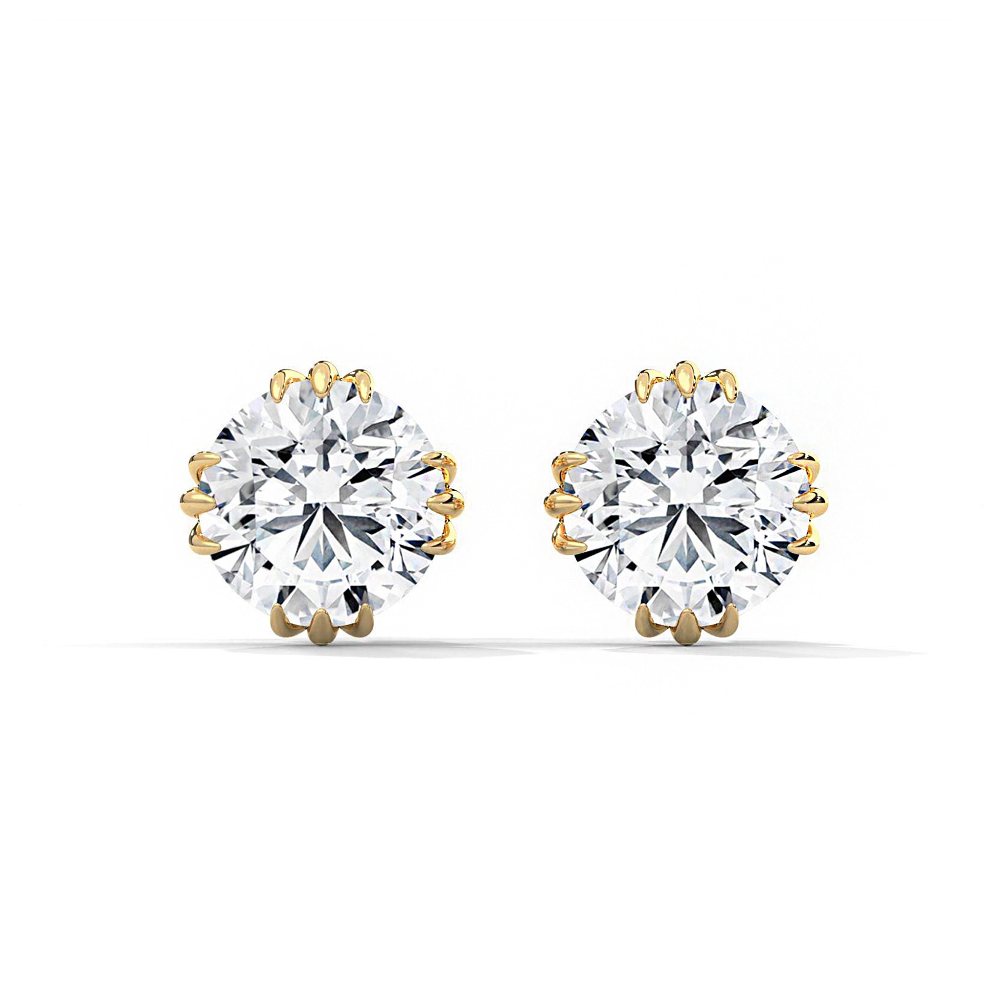 Unique Three Prongs Moissanite Mens Earrings 1 Carat Each