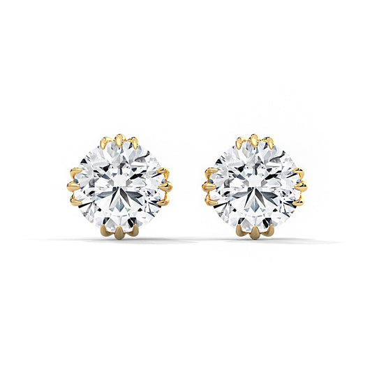 Unique Three Prongs Moissanite Mens Earrings 1 Carat Each