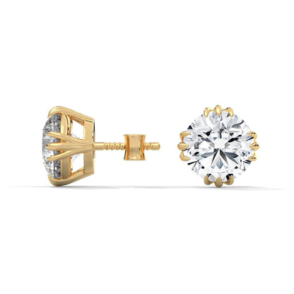 Unique Three Prongs Moissanite Mens Earrings 1 Carat Each
