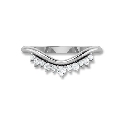 White gold Round Diamond Tiara Ring with chevron curve and round diamonds, perfect as a wedding or anniversary band.
