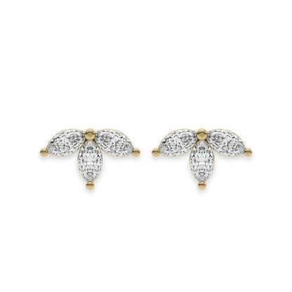 Tiny Trio Diamond Stud Push Back Earrings