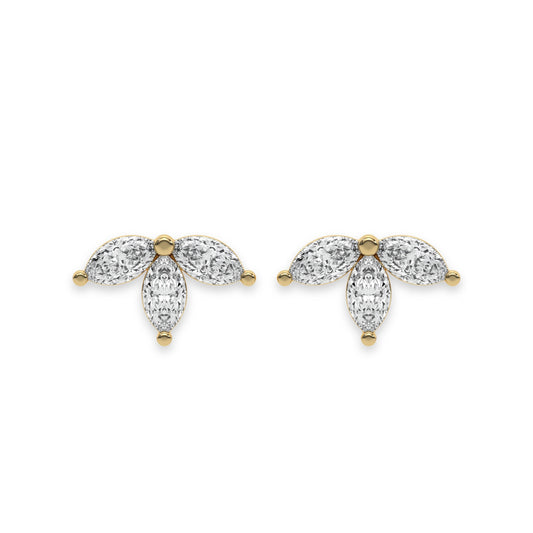 Tiny Trio Diamond Stud Push Back Earrings