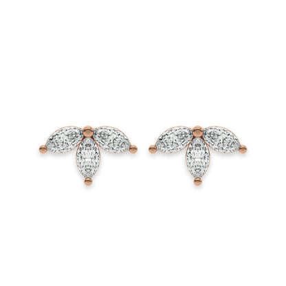 Tiny Trio Diamond Stud Push Back Earrings