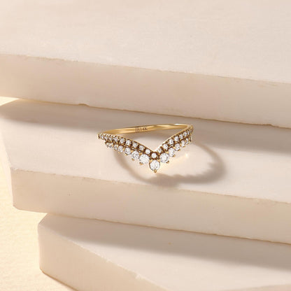 Chevron Style Round Curved Wedding Bands