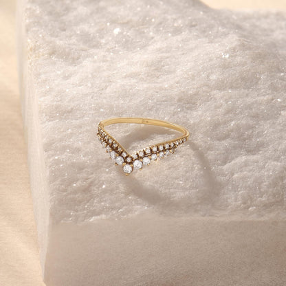 Chevron Style Round Curved Wedding Bands