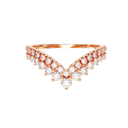 Chevron Style Round Curved Wedding Bands