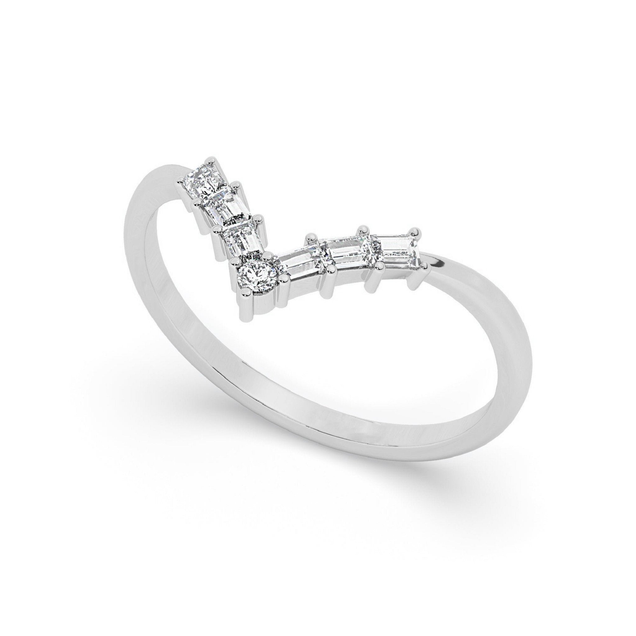 Royal V Shaped Stacking Curve Wedding Ring