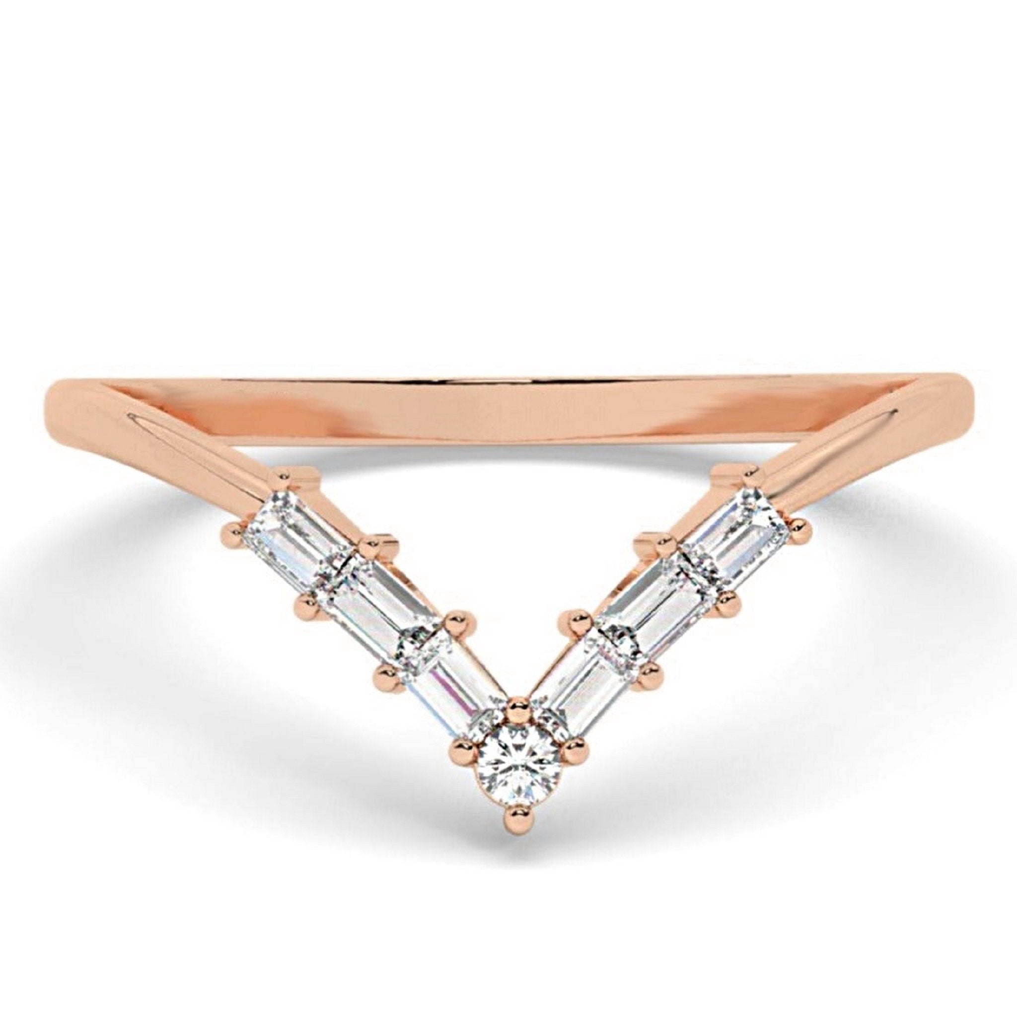 Royal V Shaped Stacking Curve Wedding Ring
