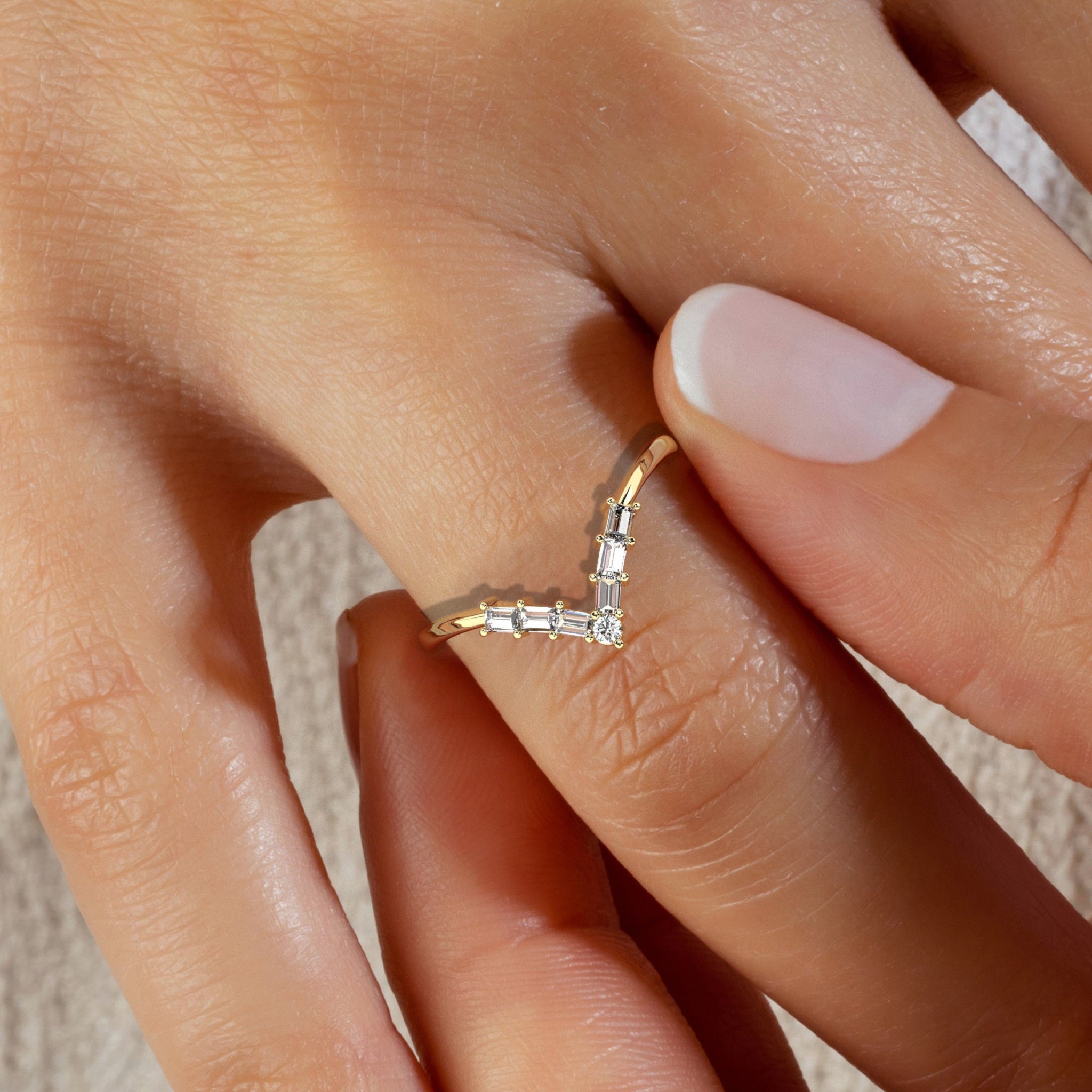 Royal V Shaped Stacking Curve Wedding Ring