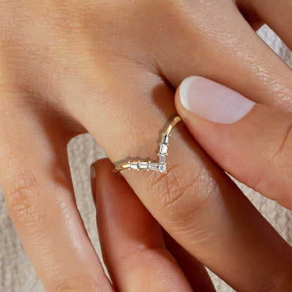 Royal V Shaped Stacking Curve Wedding Ring