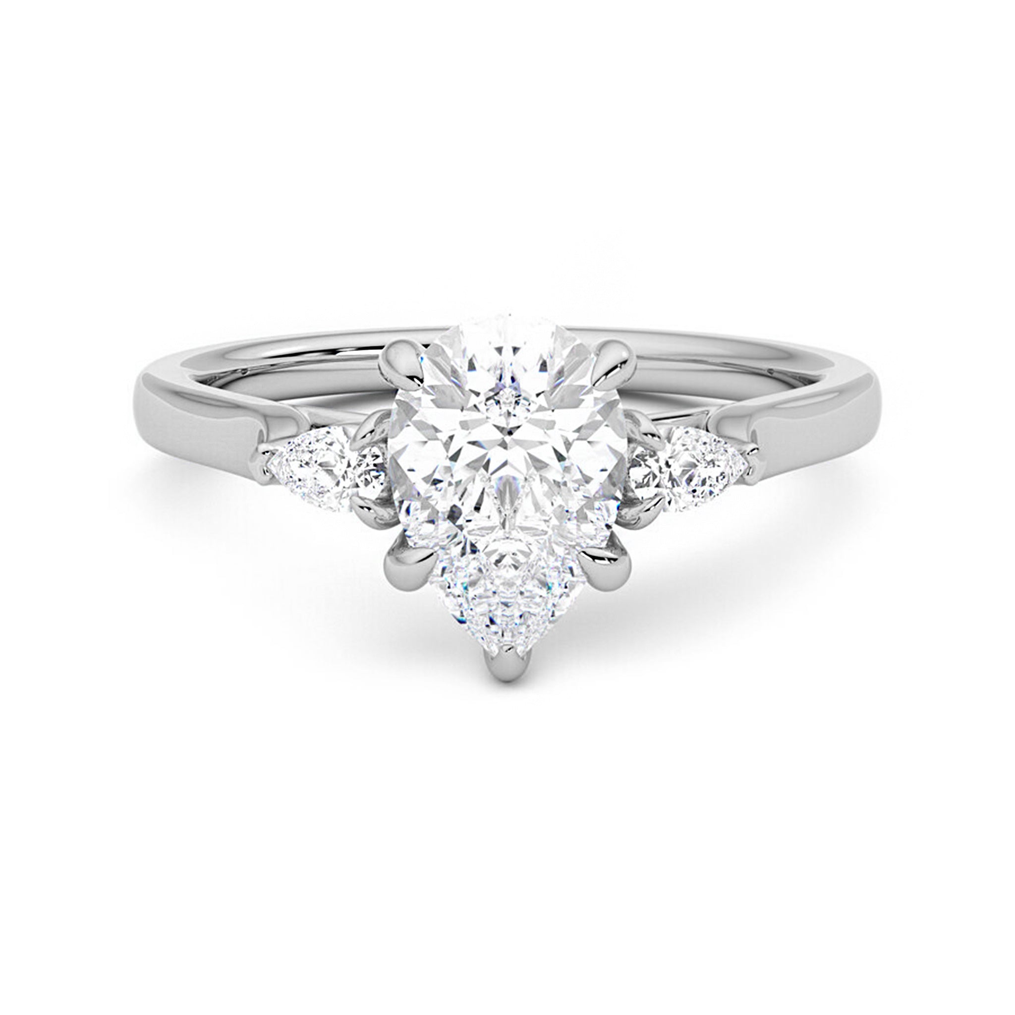 Three Stone Pear Shaped Moissanite Ring