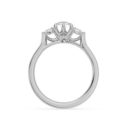 Three Stone Pear Shaped Moissanite Ring