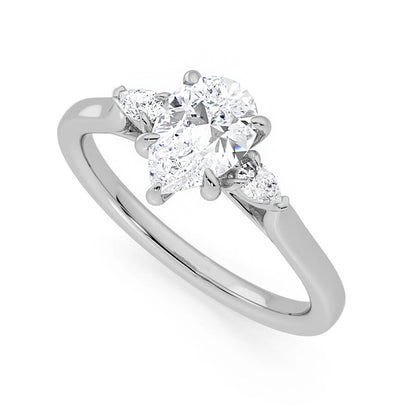 Three Stone Pear Shaped Moissanite Ring