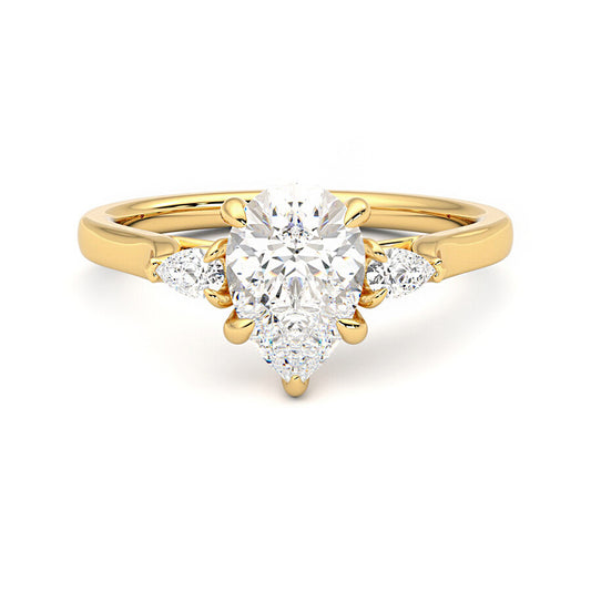 Three Stone Pear Shaped Moissanite Ring