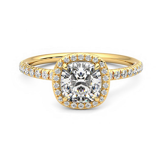 Cushion Diamond Halo Engagement Ring